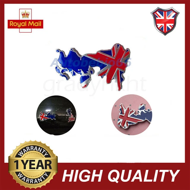 thumbnail image 2 of UK England Flag Aluminum Car Badge – Side Trunk Emblem, Self-Adhesive, Chrome Look 2 of 5