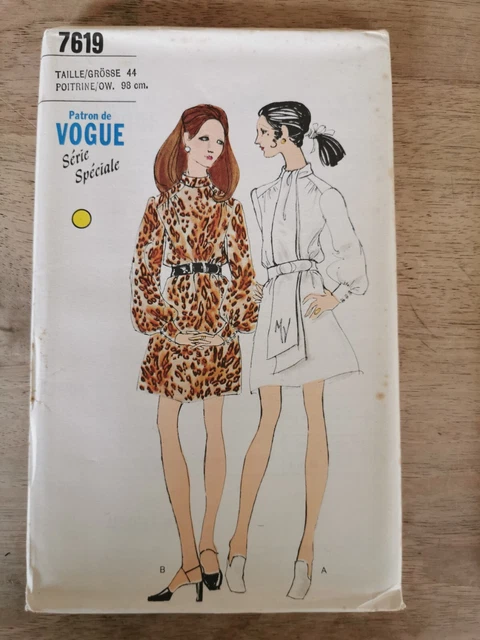 Patron Vintage VOGUE Robe à Grand Col Carré Taille 40 - Occasion, Plus De 20 Ans