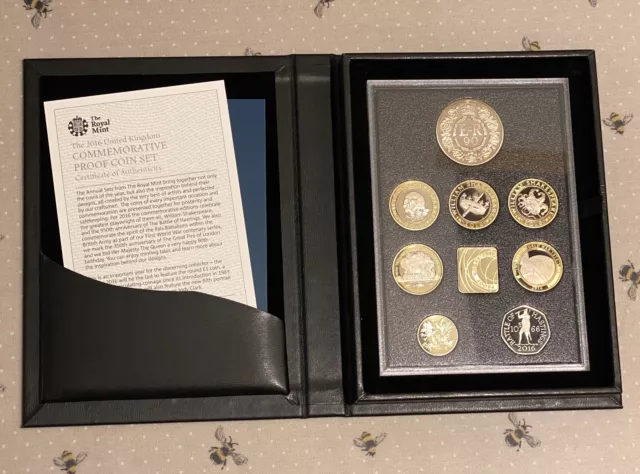 2016 UK GB Proof Coin Set Elizabeth II Royal Mint Box & Sleeve Commemorative