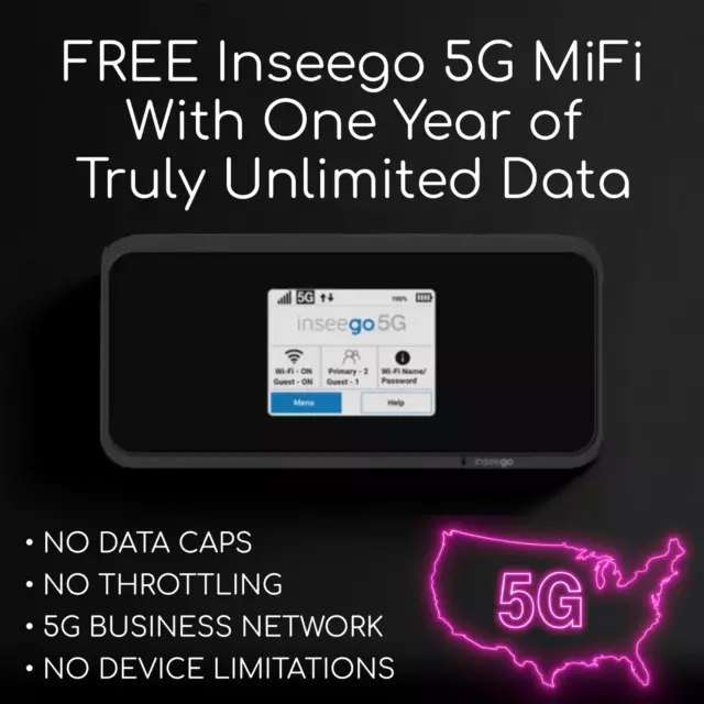 T-Mobile Inseego 5G Mifi With 1 Year Of Truly Unlimited 4G/5G Hotspot Data