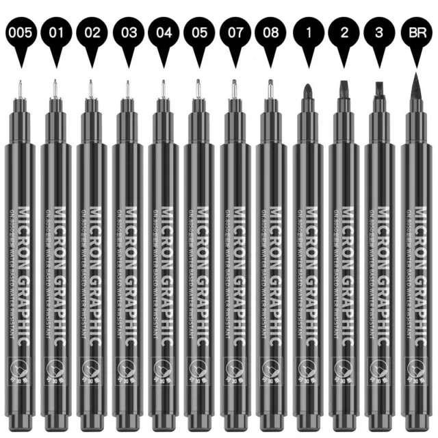 Precision Micro-Line Pens Black Micro-Pen Fineliner Calligraphy Pen 0.05mm-3mm~