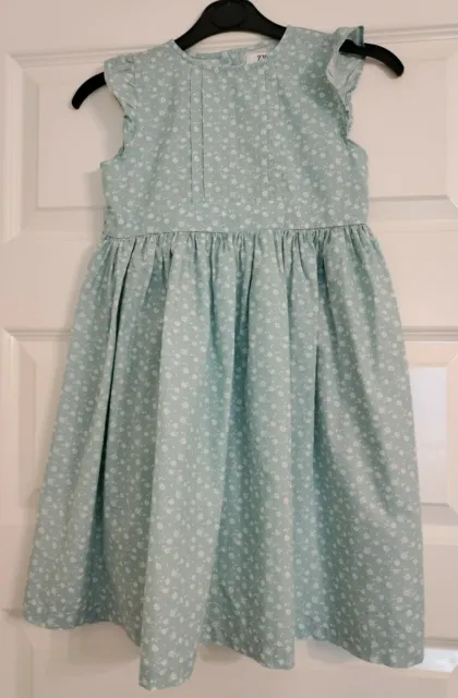ZIPPY Girls Green With White Flowers Dress Age 7-8 Years