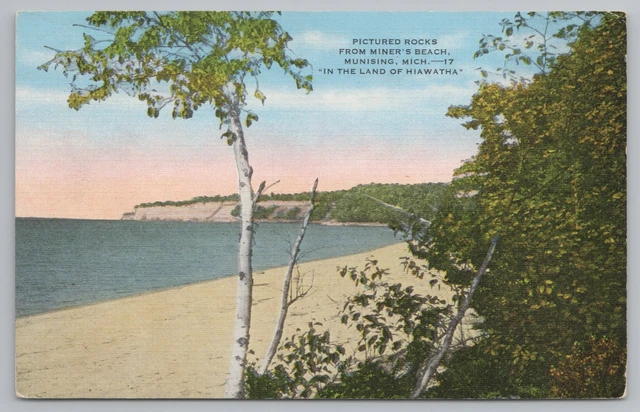 Munising Michigan~Miners Beach Land Of Hiawatha~Vintage Postcard