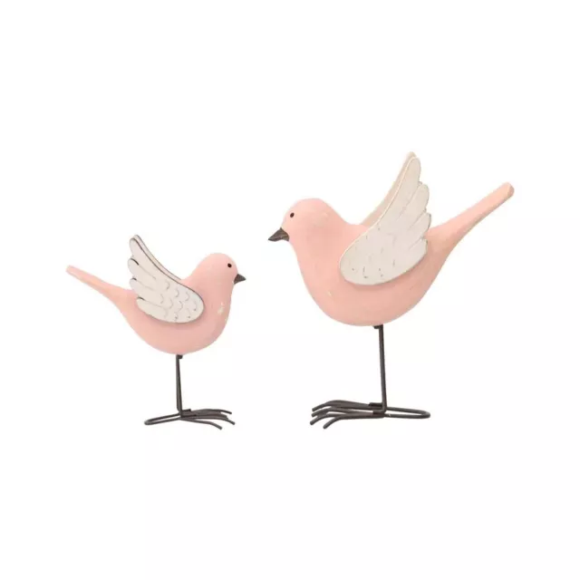 2x Willow & Silk Mum & Child Pink 13cm/10cm Birds Statue Home Decor/Ornament