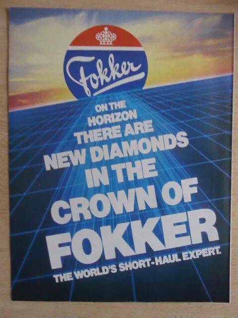 12/1983 Pub Fokker Aircraft Short-Haul Airliner Original Ad