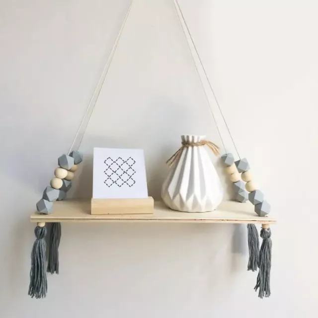 Nordic Wood Swing Hanging Rope Wall Mounted Floating Shelves Plant Flower Pot
