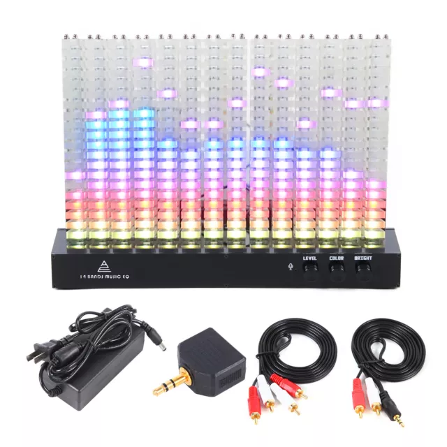 14 Bands Spectrum Analyzer Music Column Light LED Indicateor Party DIY w/Adapter