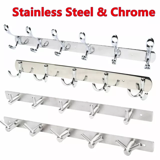 Stainless Steel Wall Mounted Hooks Coat Robe Towel Hat Clothes Door Rack Hanger