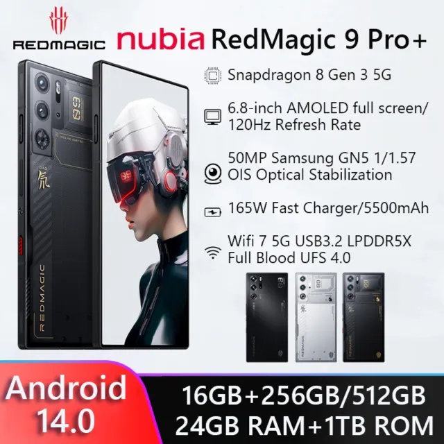 ZTE nubia Red Magic 9 Pro Plus 5G Black 1TB 24GB RAM Gsm Unlocked Phone  Qualcomm SM8650-AB Snapdragon 8 Gen 3 50MP Display 6.8-inch Chipset  Qualcomm SM8650-AB Snapdragon 8 Gen 3 Front