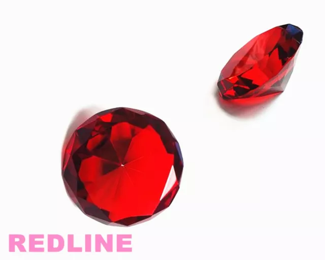 2 Piece Round Crystal Diamond Paperweight Decor Red (3.25'' / 80 mm)