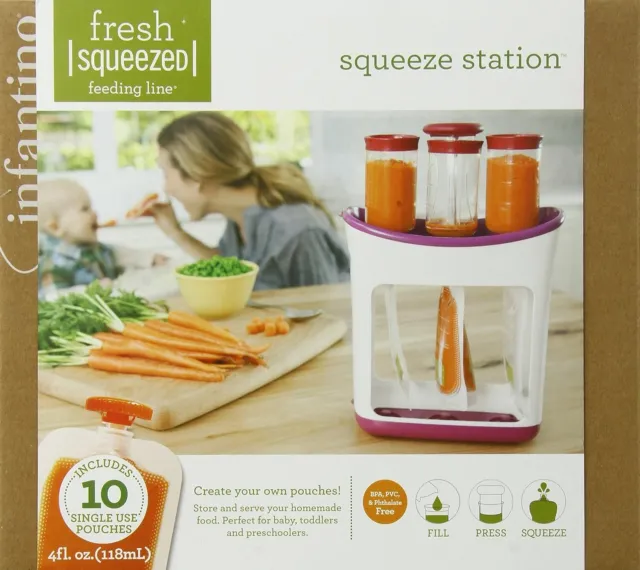 Infantino Fresh Squeezed Infant Pouch Squeeze Station Feeding Line Food Prep New