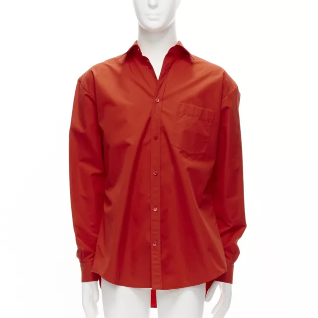 BALENCIAGA Cocoon red swing collar 3D cut oversized button down shirt 3