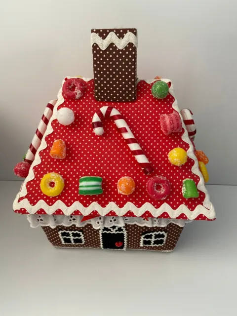 Handmade Cloth Gingerbread House Craft Great for Christmas Card Holder 13" Tall