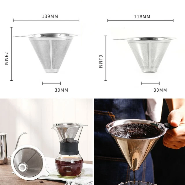 Acier Inoxydable Café Thé Filtre Réutilisable Verser Sur Cône Goutteur De Maille