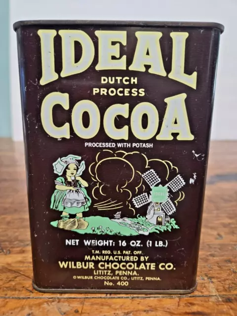 VINTAGE WILBUR CHOCOLATE CO LITITZ PA IDEAL DUTCH PROCESS COCOA 16 oz TIN NO 400