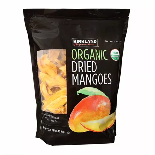 Kirkland Organic Dried Mango Slices Real Healthy Fruit Snack Vegetarian 1.1kg