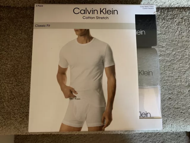Calvin Klein 3 pack men's crew neck T-shirt cotton stretch classic fit
