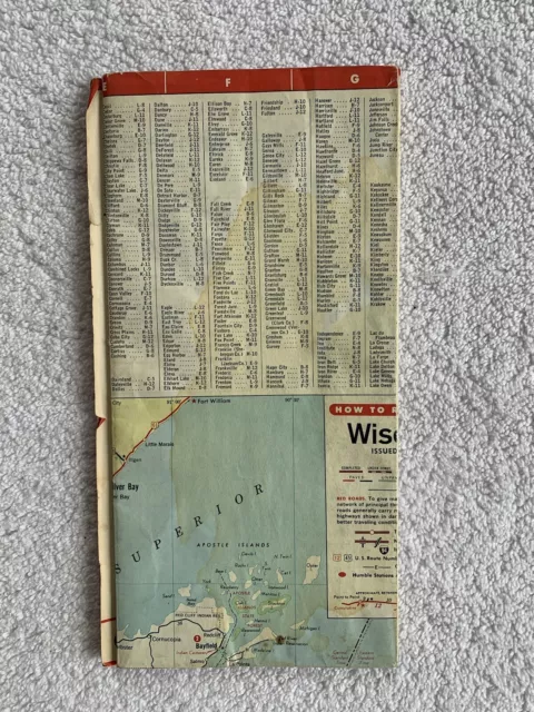 Vintage 1963 Enco Travel Map Wisconsin Minnesota State Highway Great Graphics 2