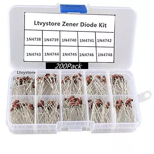 Zener Diodes Kit, 1W Power Diode Assorted Assortment Box Kit Set