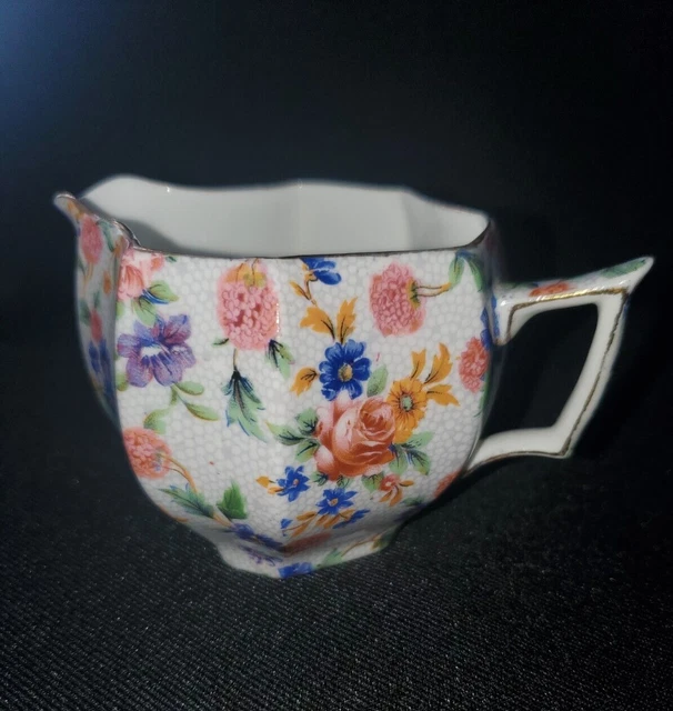 Vintage Atlas Royal Winton Old Cottage Chintz Creamer England Bone China Octagon