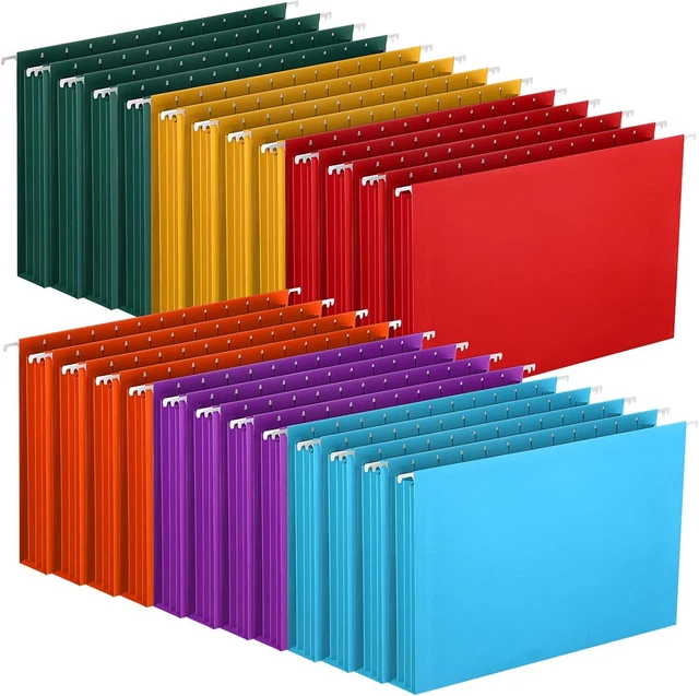 24 Pcs Hanging Pocket with Full Height Gusset Paper A4 Expanding Hanging...