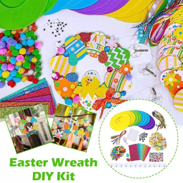 Pack of 12 Easter Wreath DIY Kit, Rabbit Egg Foam Sticker Set Easter Craft P7M7