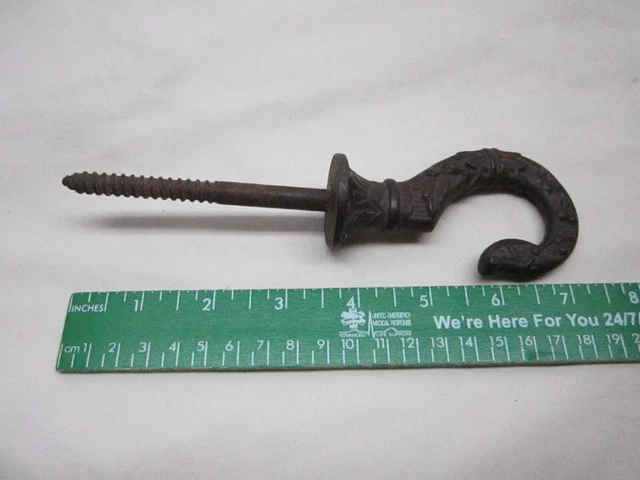 Antique  Oil Lamp Hook Hanger Rustic  Cast Iron 5