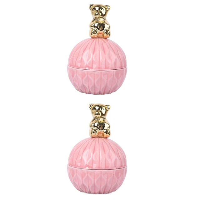 2 Pack Ceramics Candy Jar Jewelry Box Baby Lidded Trinket Chest Holder