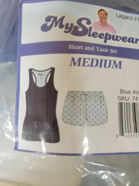 My Sleepwear ladies 2 Piece short and tank, Medium, blue, Brand New