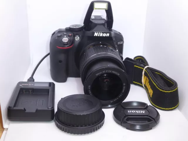 Nikon D5300 24.1MP DSLR+AF-P 18-55mm VR Lens 9025 shots 32GB MINTY