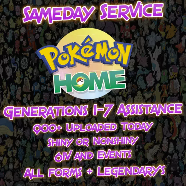 Pokemon Home 957 Gen 1-7 SHINY Living Full Complete Pokedex Rare Events  FAST 6IV