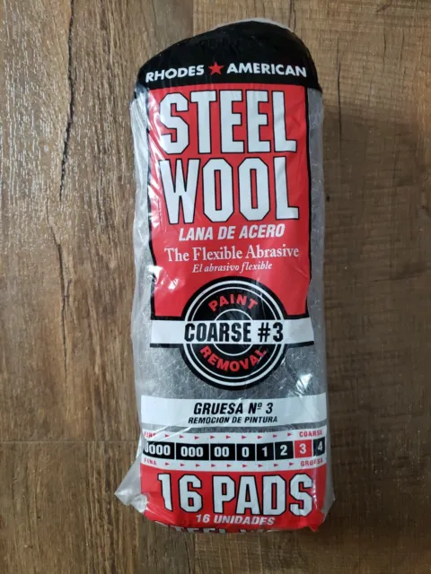 #3 Steel Wool Coarse Grade 3 Rhodes American Homax 6 PACKS OF 16 PADS PER PKG.