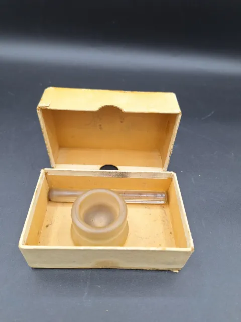 Vintage Frosted Glass Mortar & Pestle In Original Box