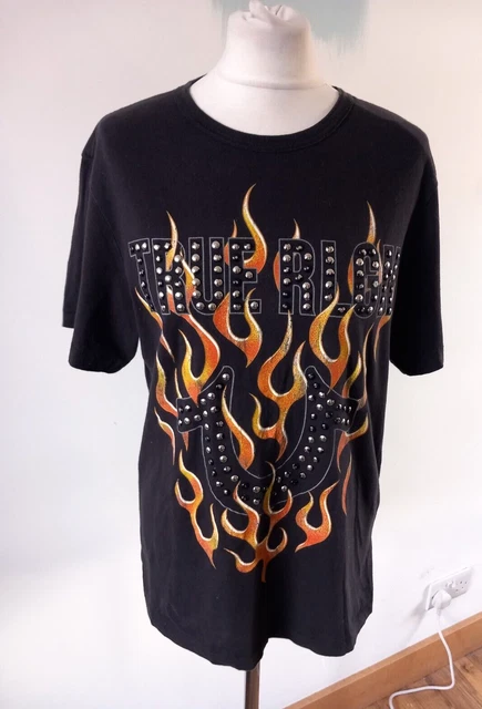 True Religion Flame Rivet Graphic Short Sleeve Tee Shirt Black Size S Men Unisex True Religion Flame Rivet Graphic Short Sleeve Tee Shirt Black Size S Men Unisex