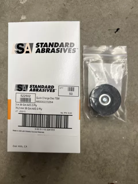 STANDARD ABRASIVES QUICK CHANGE TS A/O 2 PLY DISC 522502 3" 36 GRIT And Mandrel