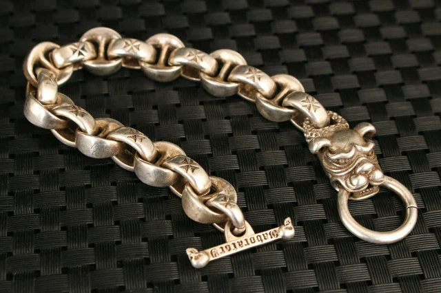 Oriental Collection old tibetan silver hand cast dog statue bracelet jewel gift