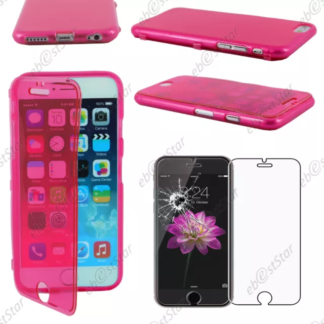 Housse Etui Coque Portefeuille Silicone Gel TPU Rose Apple iPhone 6 4,7" + Verre