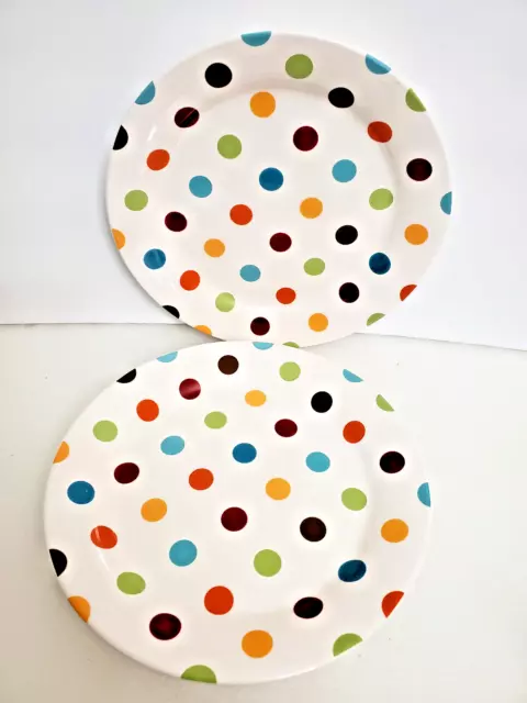 Pier 1  Salad Plates Confetti Pattern 8 3/4" Polka Dots  Lot of 2