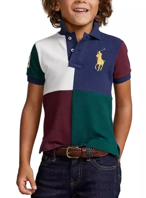 Polo Ralph Lauren Kids Color-Blocked Big Pony Cotton Polo Shirt L138606 Size 6
