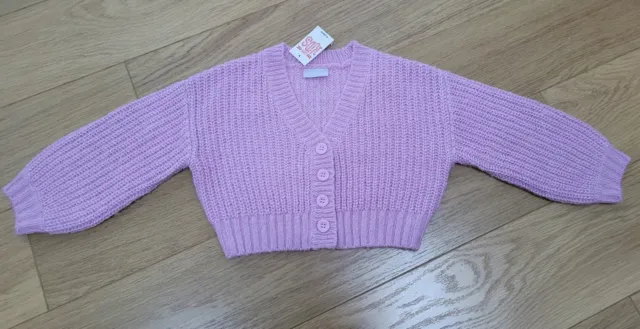 BNWT Girls MATALAN Acrylic Chunky Knitted Button Cardigan Age 4 years PINK