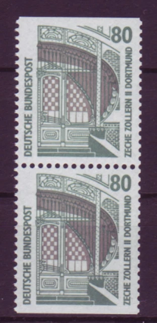 Bund 1342 C/D ZD oben+unten geschnitten u gelbliches Gummi aus MH SWK 80 Pf **