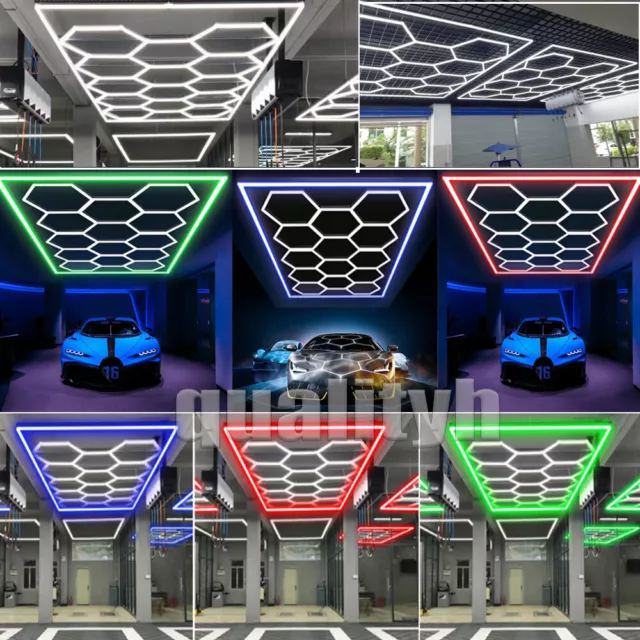 14 x Hexagon LED Lighting Car Detail Home Garage Workshop Retail Lighting Barber