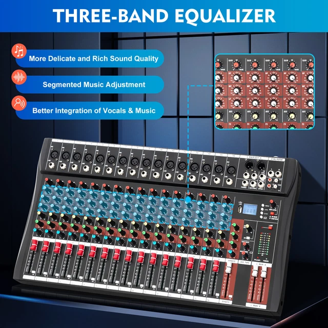 16 CHANNEL STUDIO Audio Mixer Bluetooth USB Digital Sound Mixing