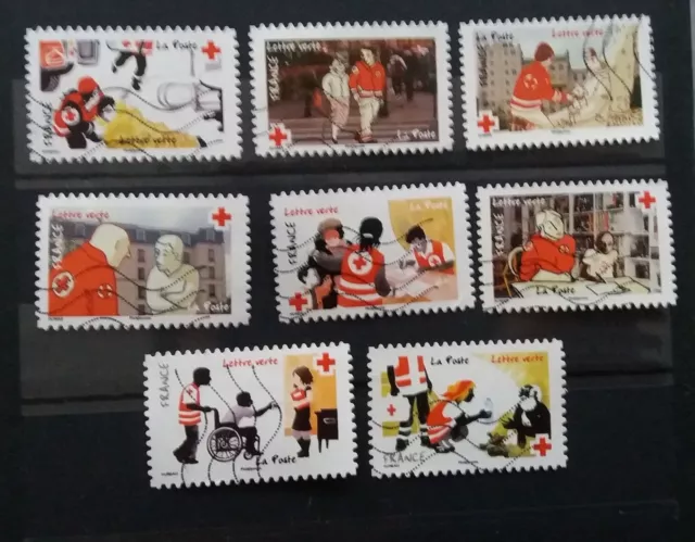 série complète de timbres oblitérés de 2016 - croix rouge n°1270 à 1277