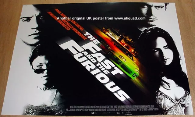 The Fast And The Furious  Poster Original 2001 Cinema Issue  Uk Mini Quad Mint