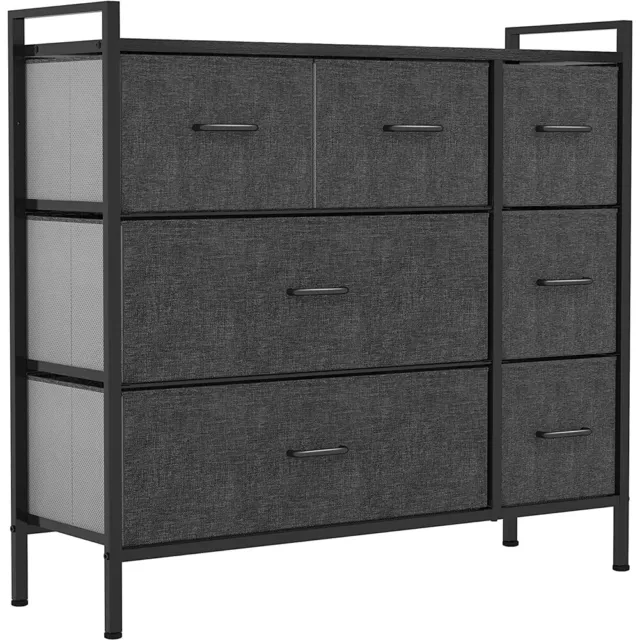 7 Drawer Dresser Fabric Storage Tower Chest for Bedroom Steel Frame Wooden Top