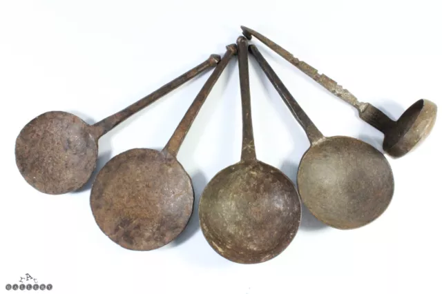 17th / 18th Century Antique Wrought Iron Ladles / Spoons