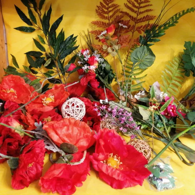 Floristik Dekoteile Blumen Reste Konvolut für Hobby Bastler und Kreative