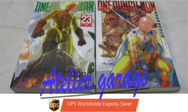 USED One Punch Man Vol.1-24 + Official Fan Book & Sticker 25 Set