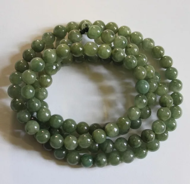 100% Natural JADE Grade A Beautiful Untreated Oily Green Jadeite Necklace 29"